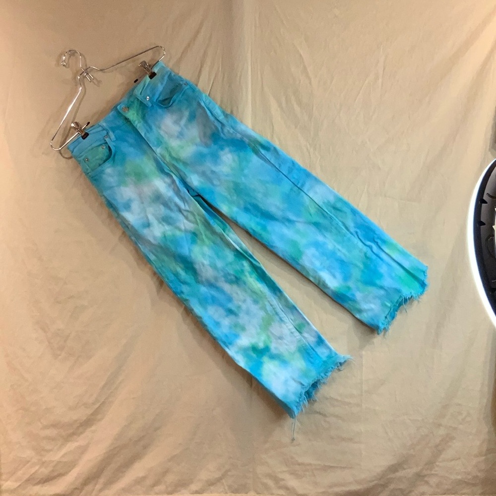 Zara Blue Tie-Dye Straight Leg Jeans
